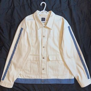 Two-Tone Denim Utility Jacket (blue and off-white)